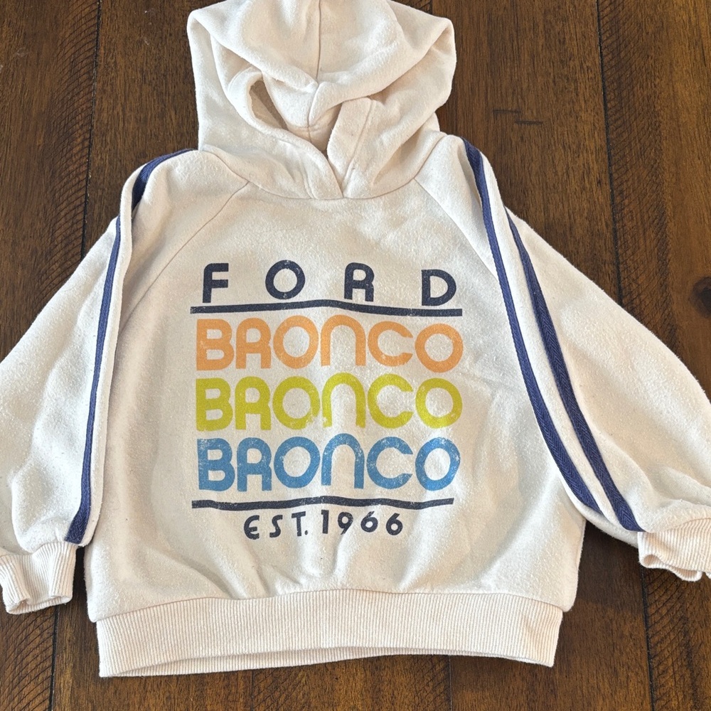 Ford Kids Cream Hoodie with Blue and Yellow Stripes